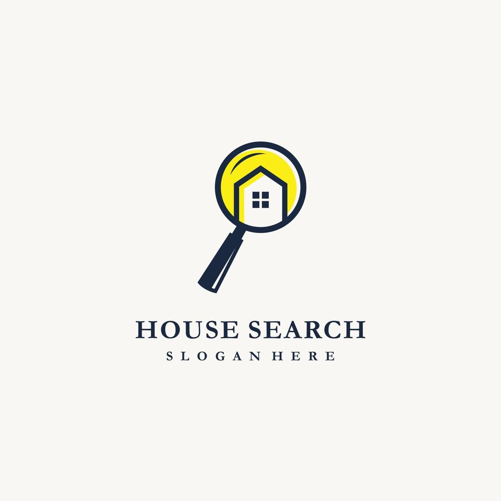 Glas Haus Eigentum Suche Gebäude einfach Finder Logo Design Symbol Vektor