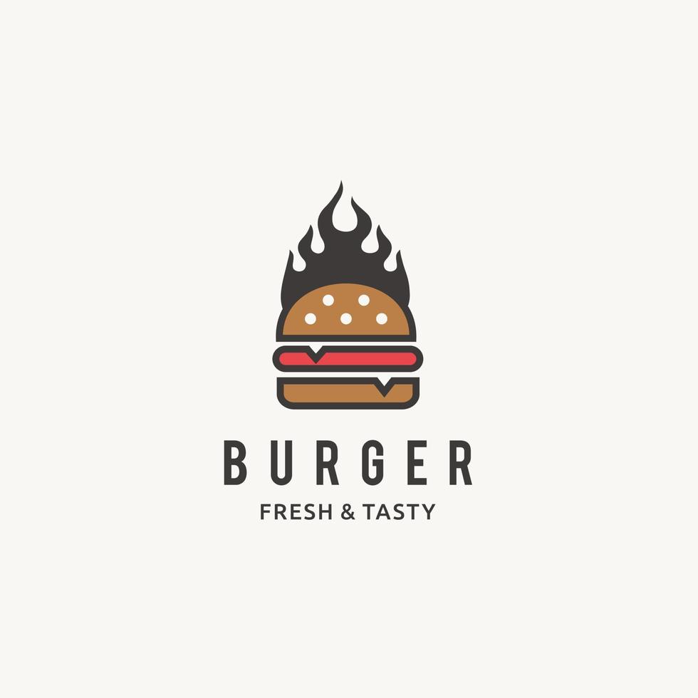 varm burger hamburgare, restaurang logotyp design inspiration vektor