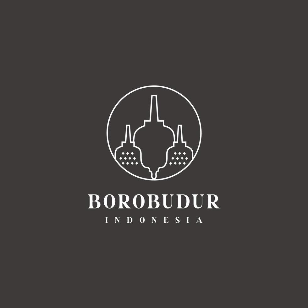 Borobudur Stein Tempel indonesisch Erbe Linie Kunst Logo Design Symbol Vektor Vorlage