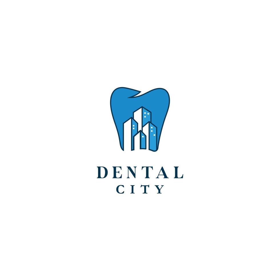 Dental Zeichen mit Stadt, Dorf Stadt Gebäude Logo Design modern Inspiration vektor