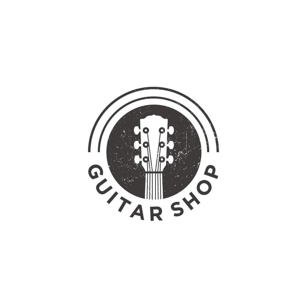 akustisk gitarr musik rustik logotyp design vektor