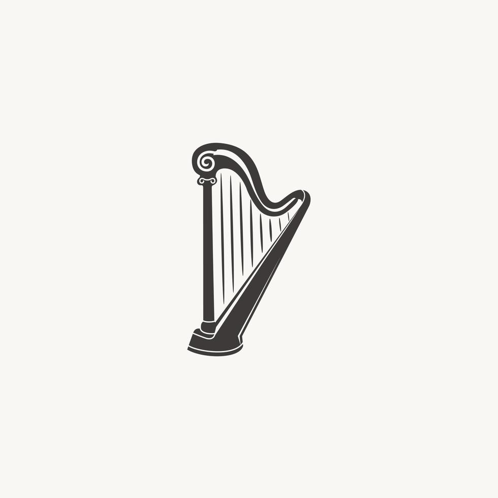 harpa lyra musik logotyp ikon vektor illustration