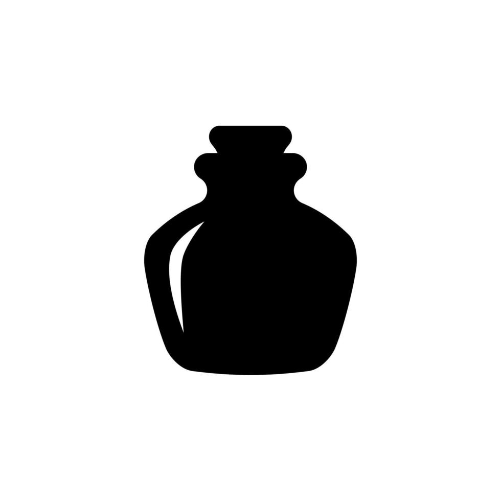 Jahrgang Flasche mit Kork Silhouette. retro medizinisch Container zum Speicherung Flüssigkeit Medikamente und Parfums. Krug zum alchemistisch Magie Tränke und Vektor Tinte