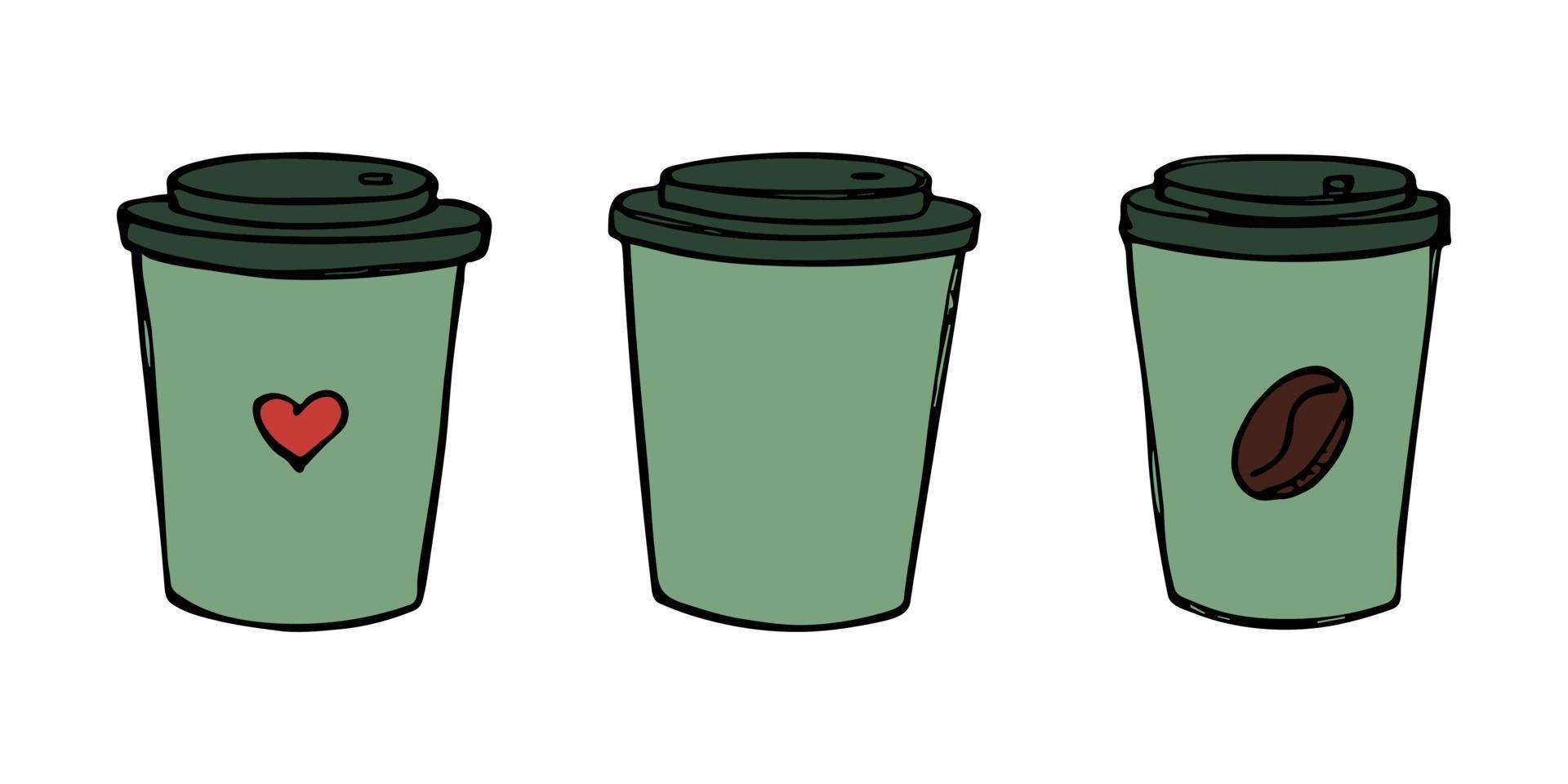 söt kopp av te eller kaffe illustration. enkel kopp ClipArt. mysigt Hem klotter uppsättning vektor