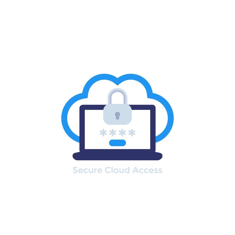 säker molnåtkomst med lösenord, datasäkerhetskoncept, vektor icon.eps