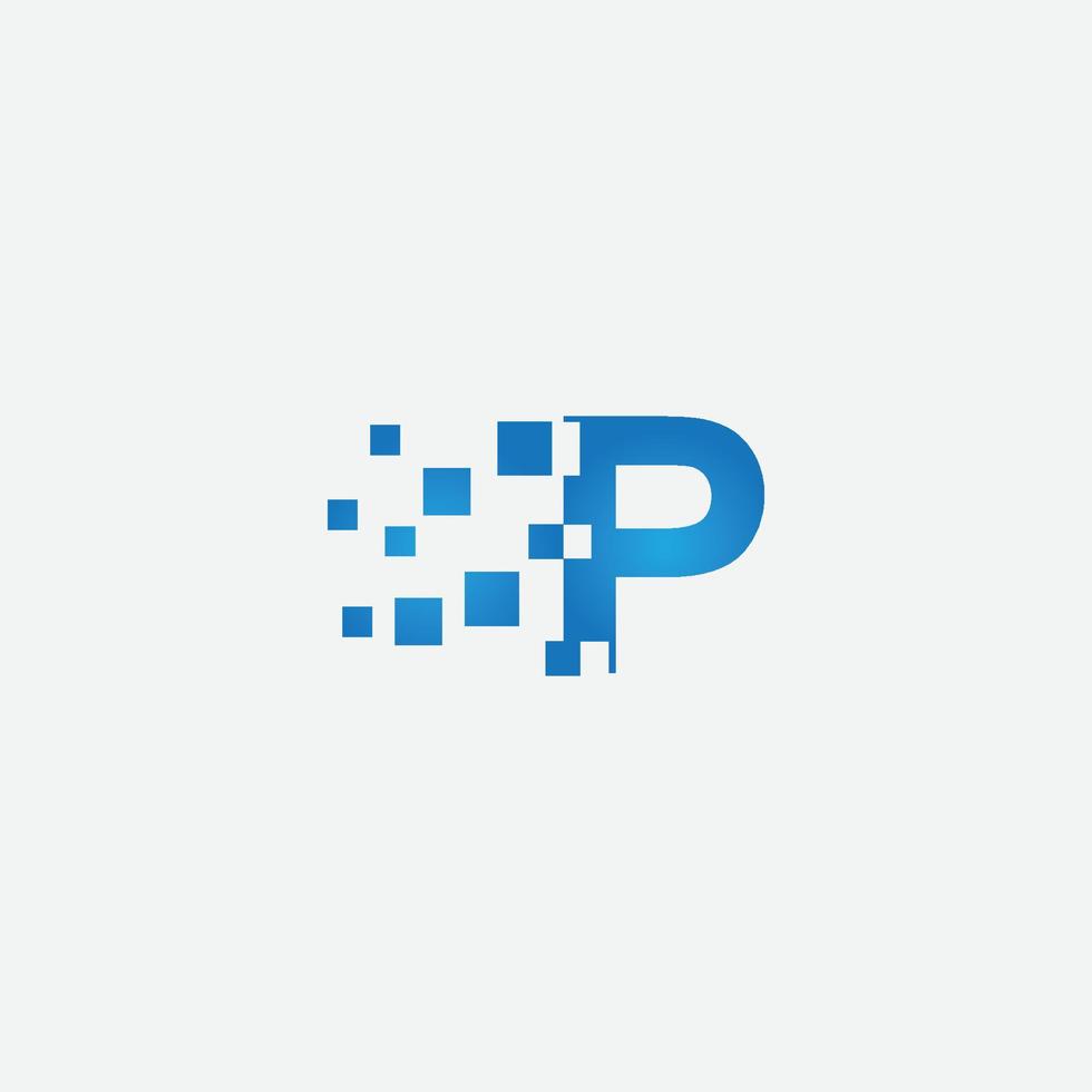 vektor brev p pixel logotyp mönster