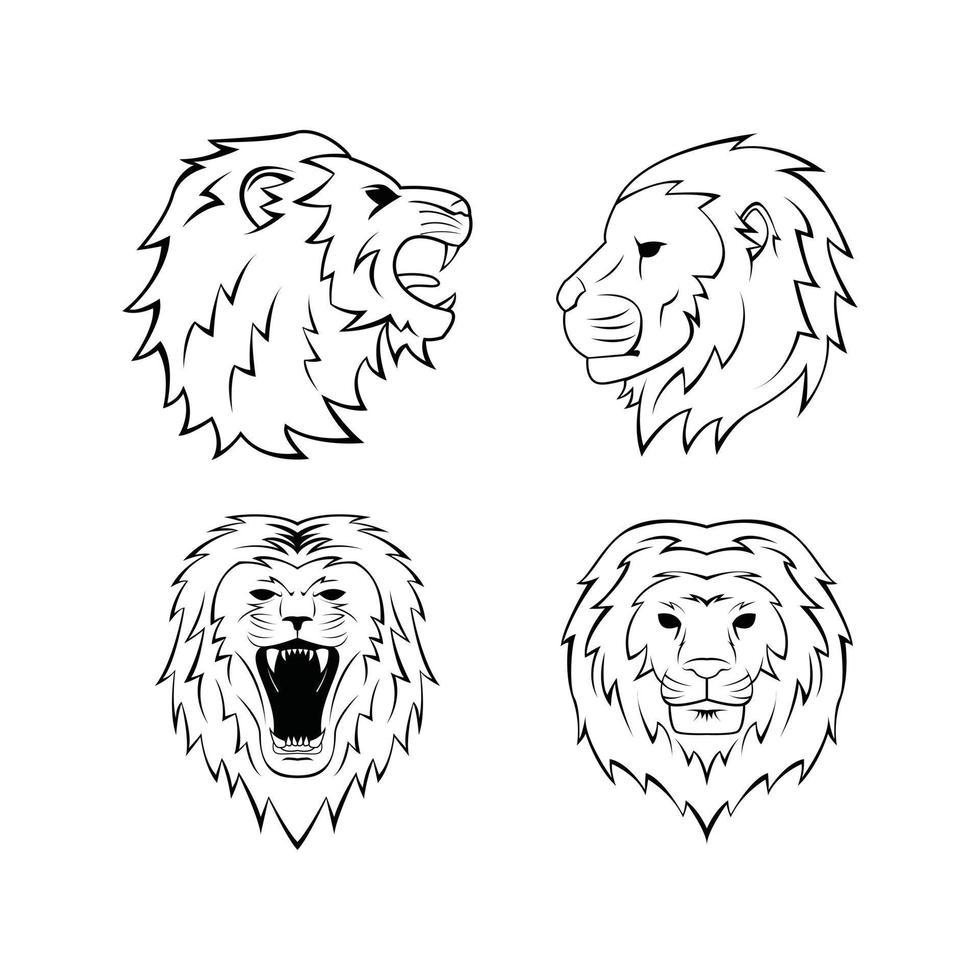 lejon huvud uppsättning samling tatuering illustration vektor