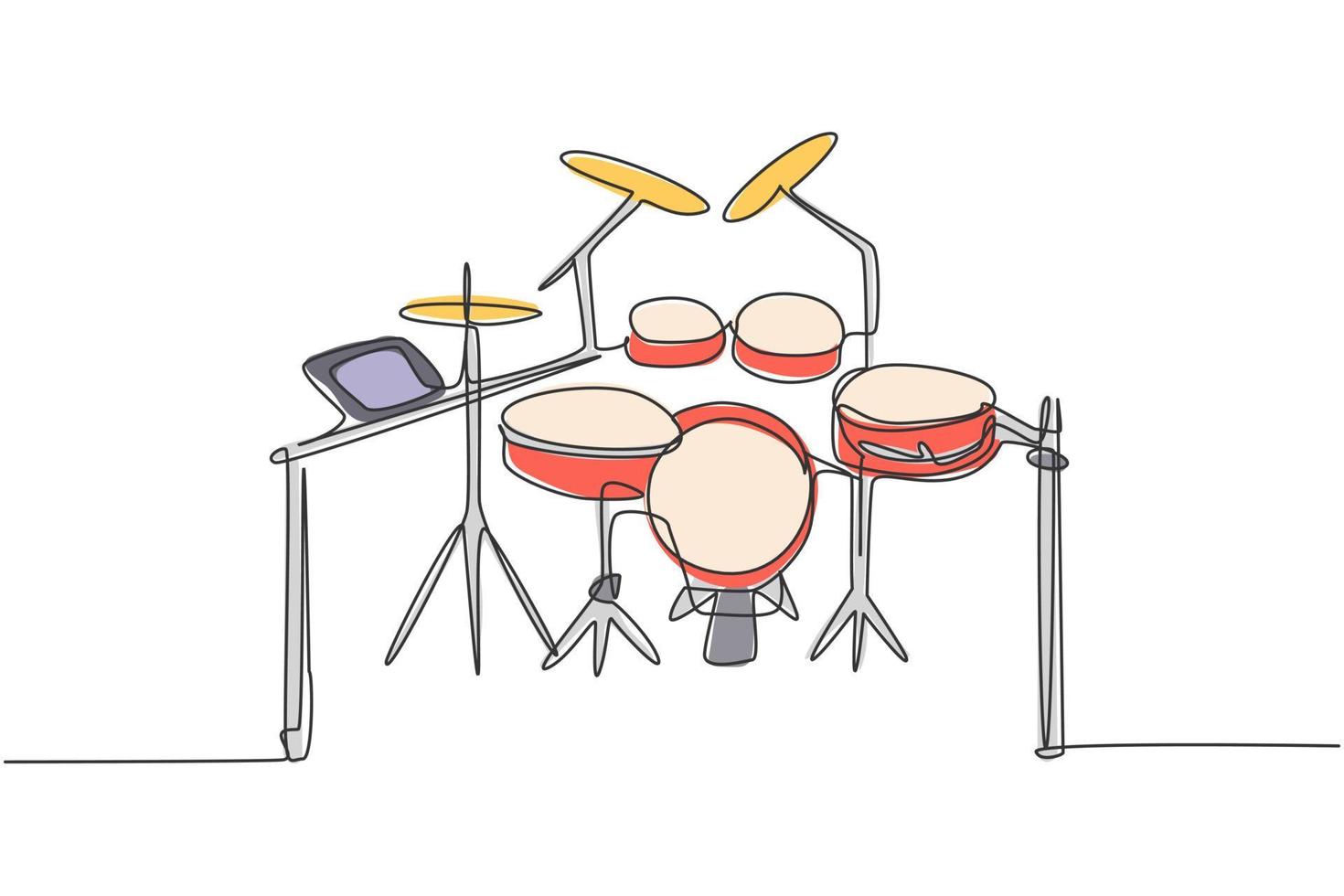 Kontinuierliche einzeilige Zeichnung des elektronischen Drum-Band-Sets. modernes elektrisches digitales Percussion-Musikinstrumenten-Konzept eine Linie zeichnen Design-Grafik-Vektor-Illustration vektor