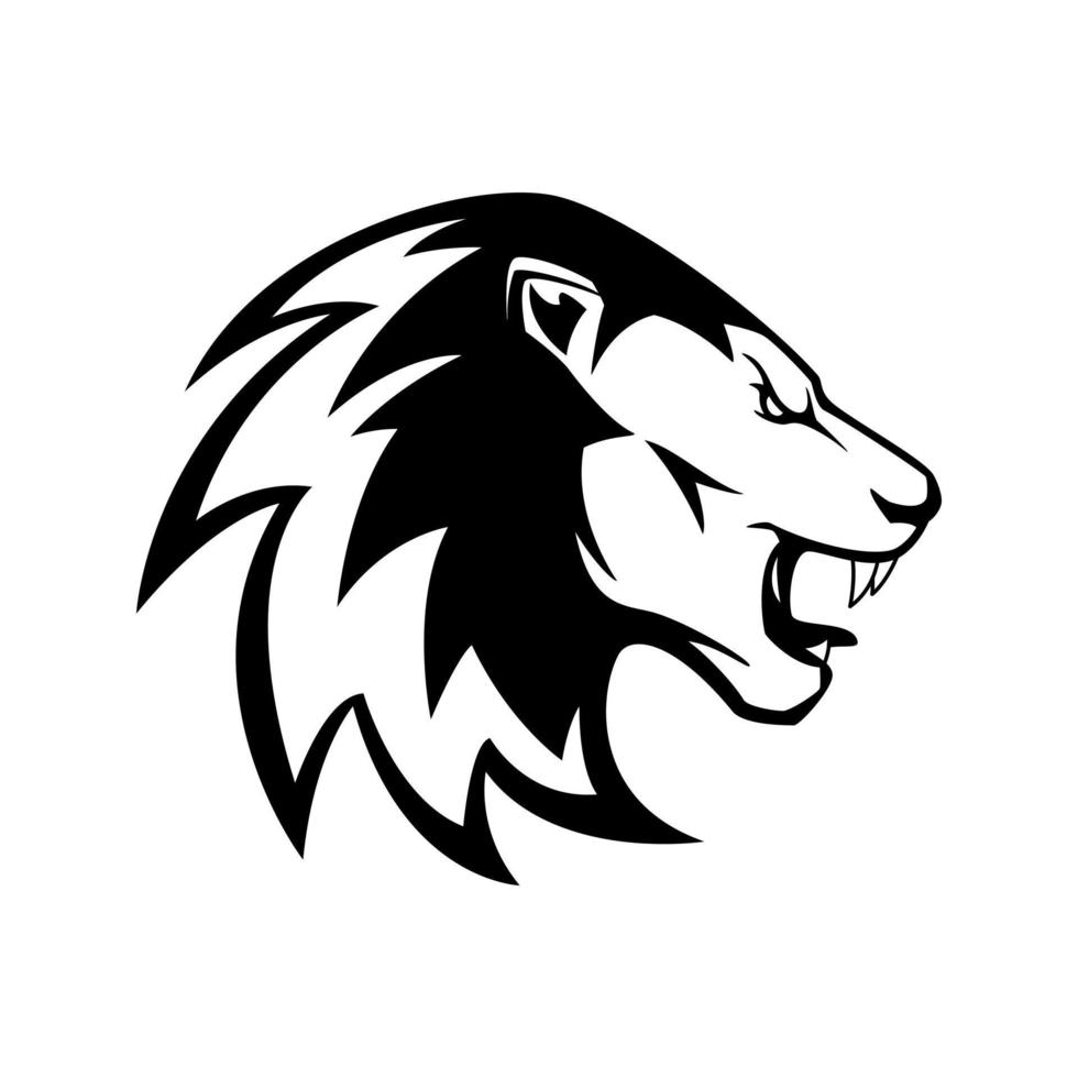 lejon huvud symbol svart och vit vektor
