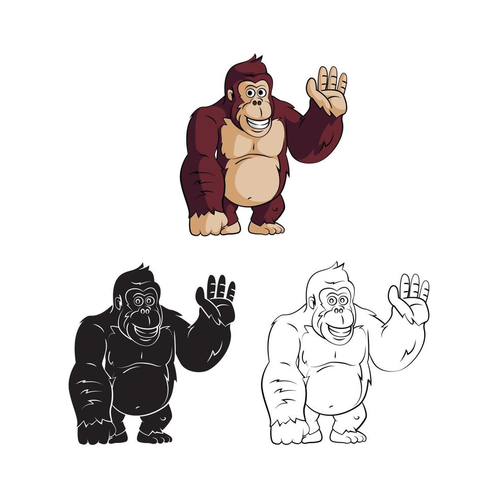 Färbung Buch Gorilla Karikatur Charakter vektor
