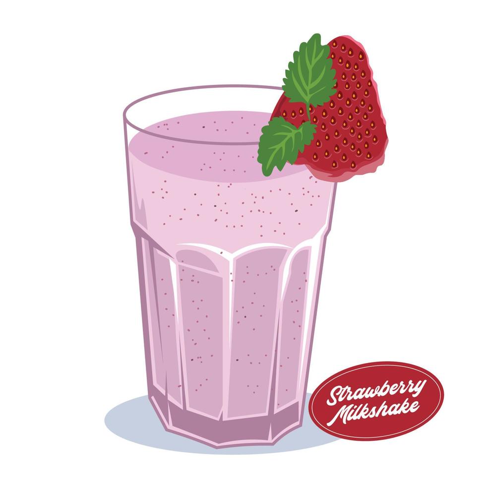 jordgubb milkshake vektor illustration, perfekt för affär logotyp, vägg dekor affisch