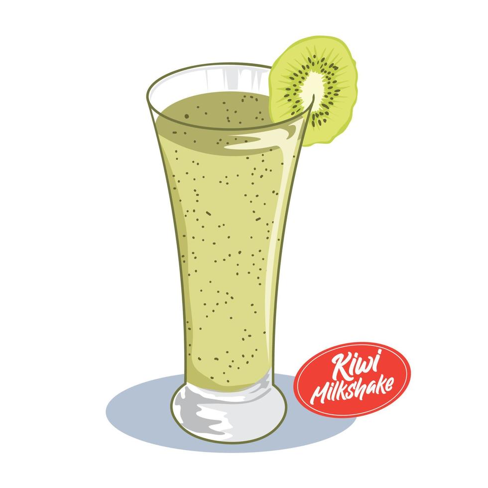 Kiwi Obst Milchshake Vektor Illustration Design, perfekt zum Poster Promo und Saft Bar Logo Design