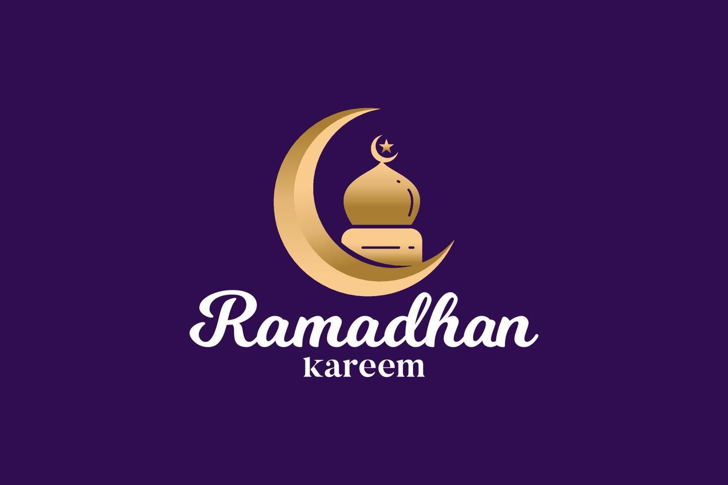 ramadan logotyp begrepp vektor. gyllene och halvmåne måne kupol moské logotyp begrepp vektor