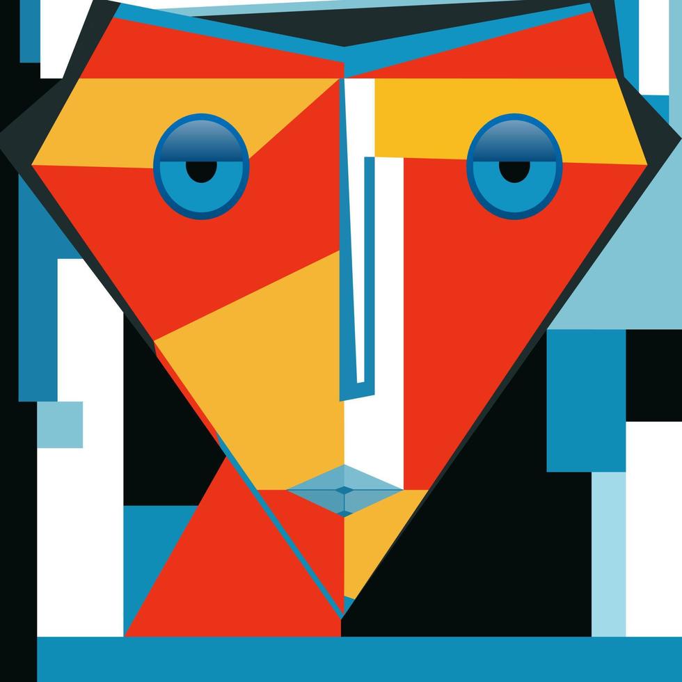 Mensch Gesicht im ein abstrakt Stil, kubisch Porträt Zeichnung zum Grafik, Poster, Banner vektor