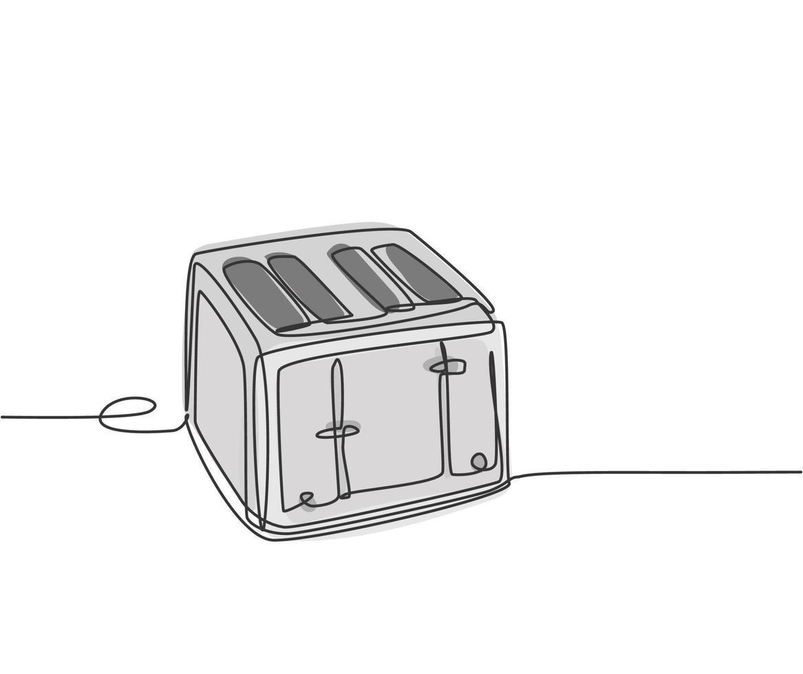 einzelne durchgehende Strichzeichnung von Retro-alten Brottoaster-Haushaltsutensilien. Konzept für elektronische Haushaltsgeräte. moderne einzeilige Grafik-Draw-Design-Grafik-Vektor-Illustration vektor