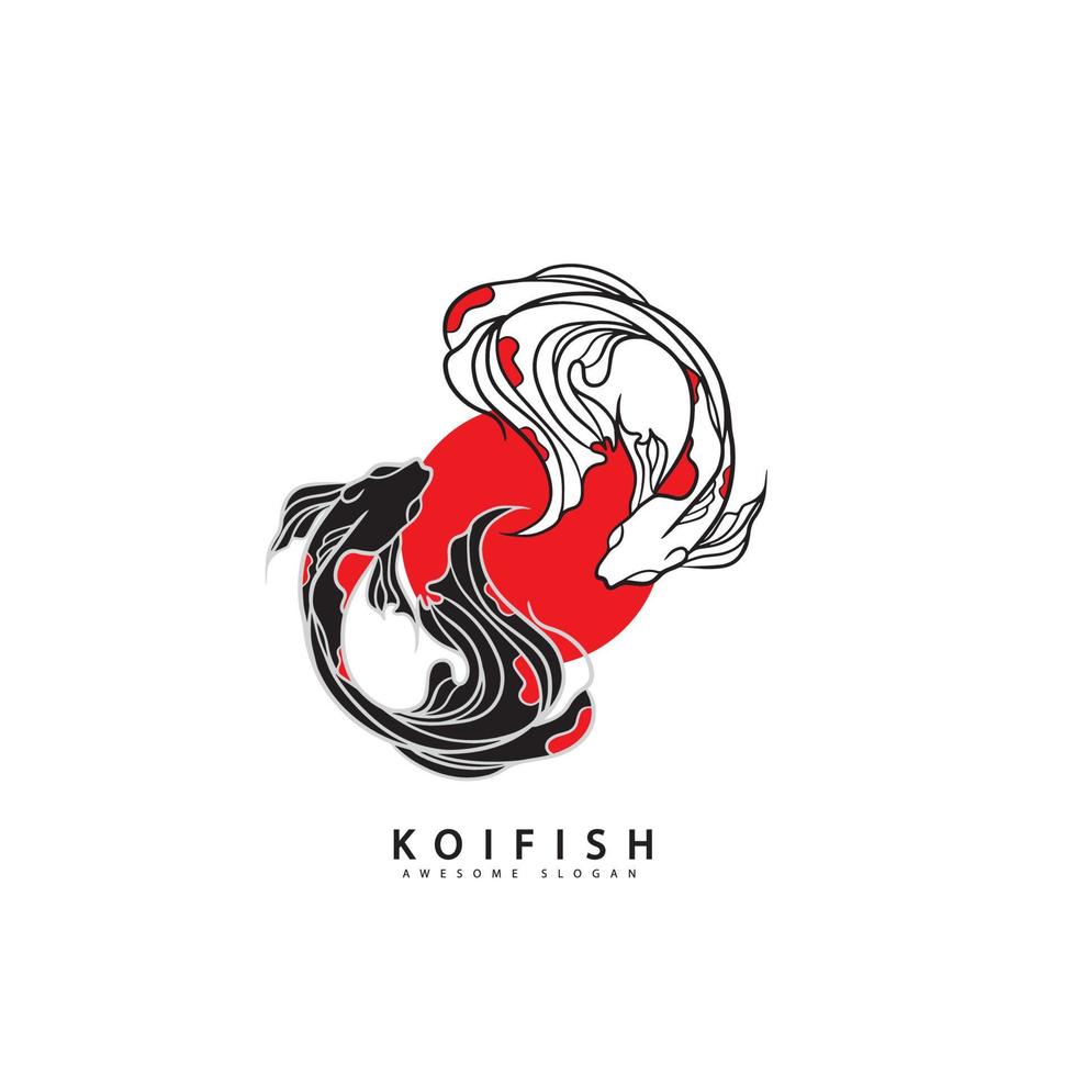 fisk koi logotyp och symbol vektorbild vektor