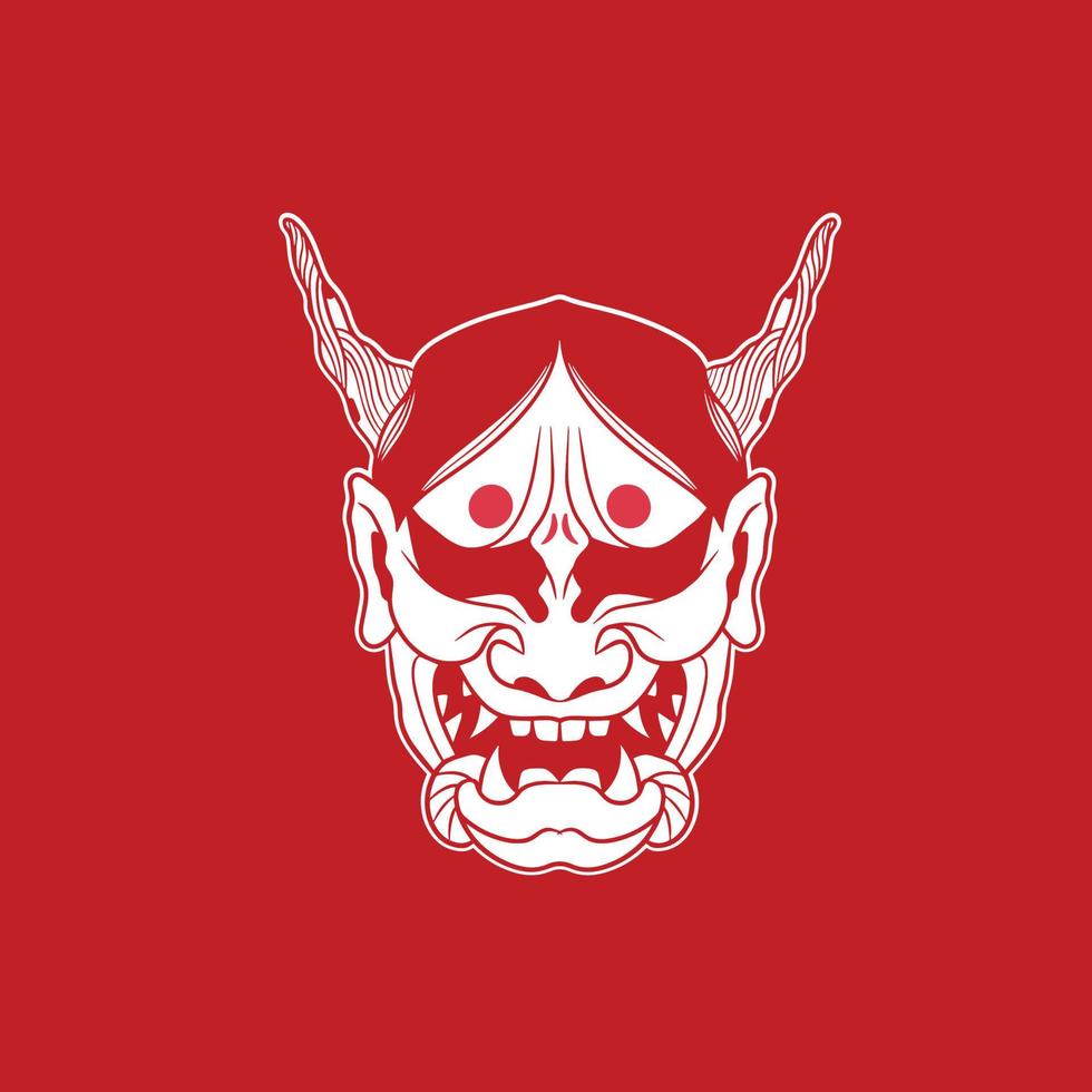 japanische dämon oni mask logo design vektorillustration vektor