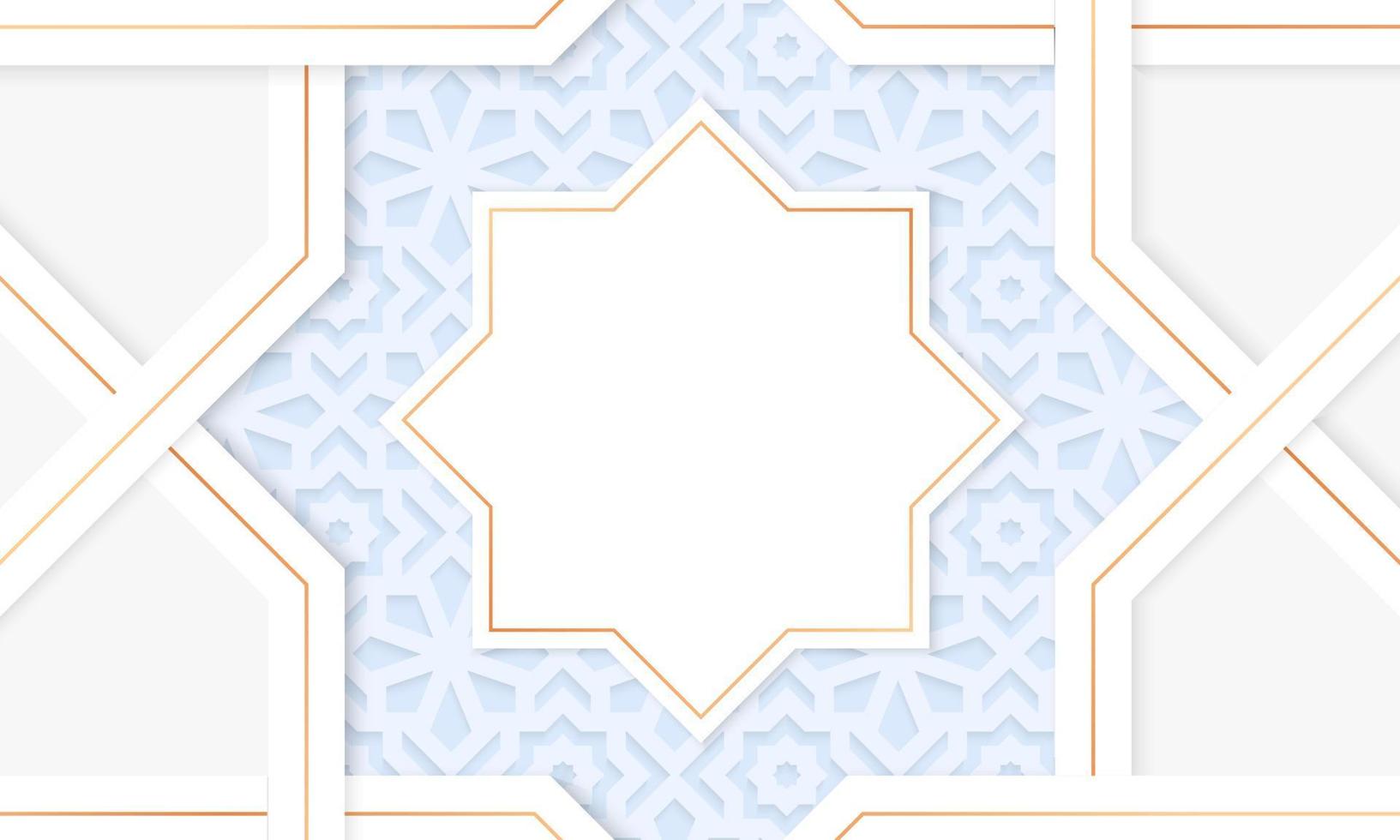 Weiß Luxus Ornament Muster Hintergrund mit dekorativ Ornament Rand rahmen. Arabisch islamisch Vorlage Design. Vektor Illustration