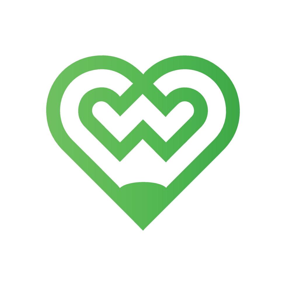 Grün Herz w Logo modern Unternehmen, abstrakt Brief Logo vektor