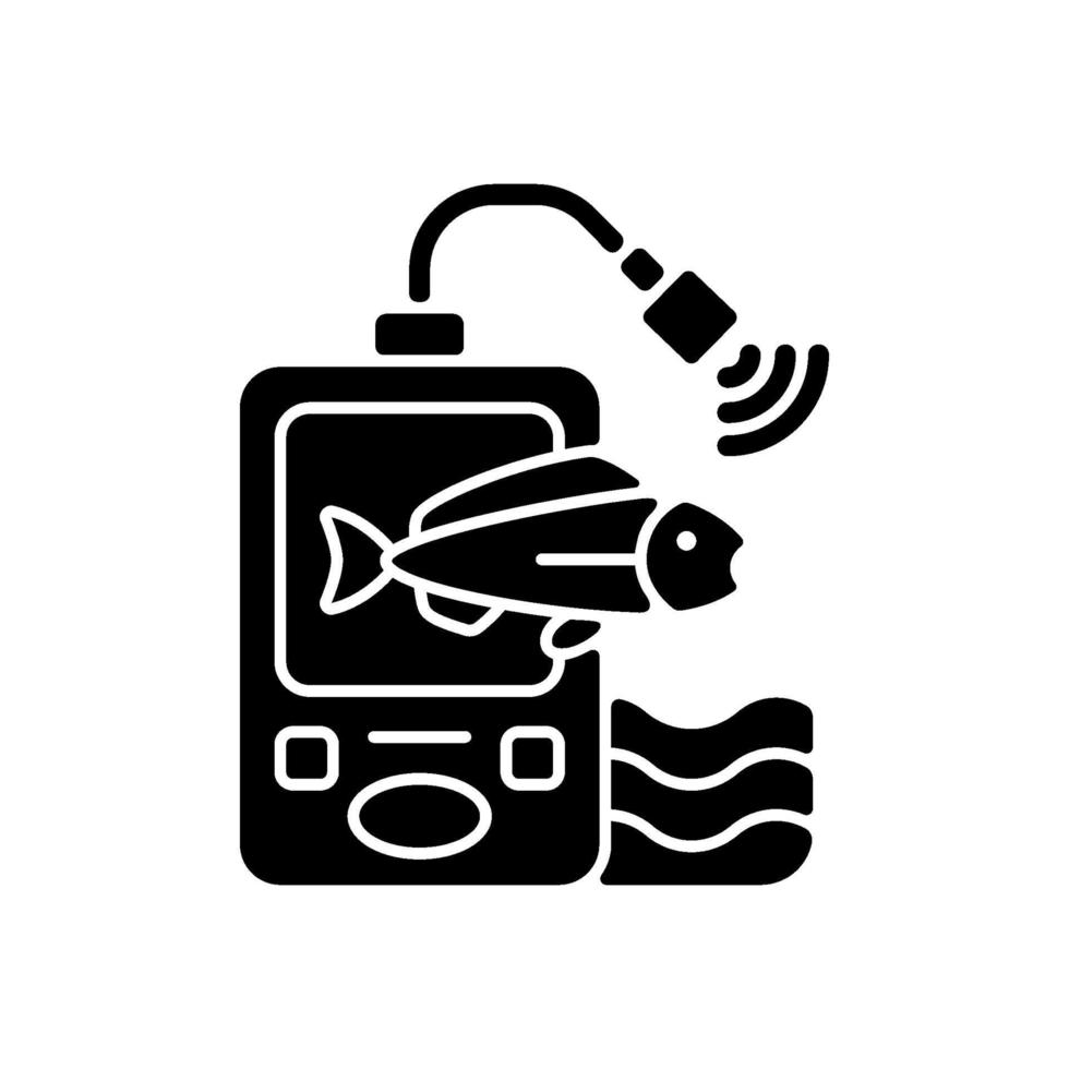 fish finder svart glyph ikon vektor