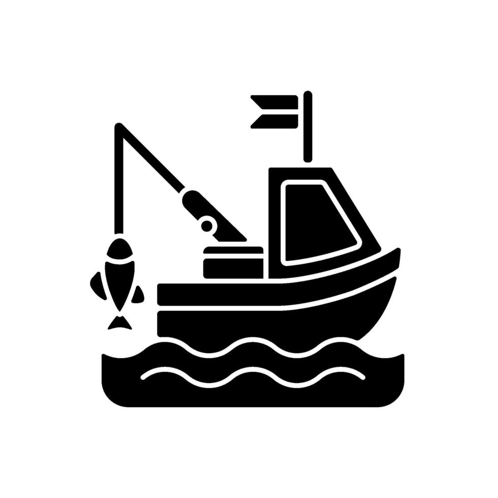 båt fiske svart glyph ikon vektor