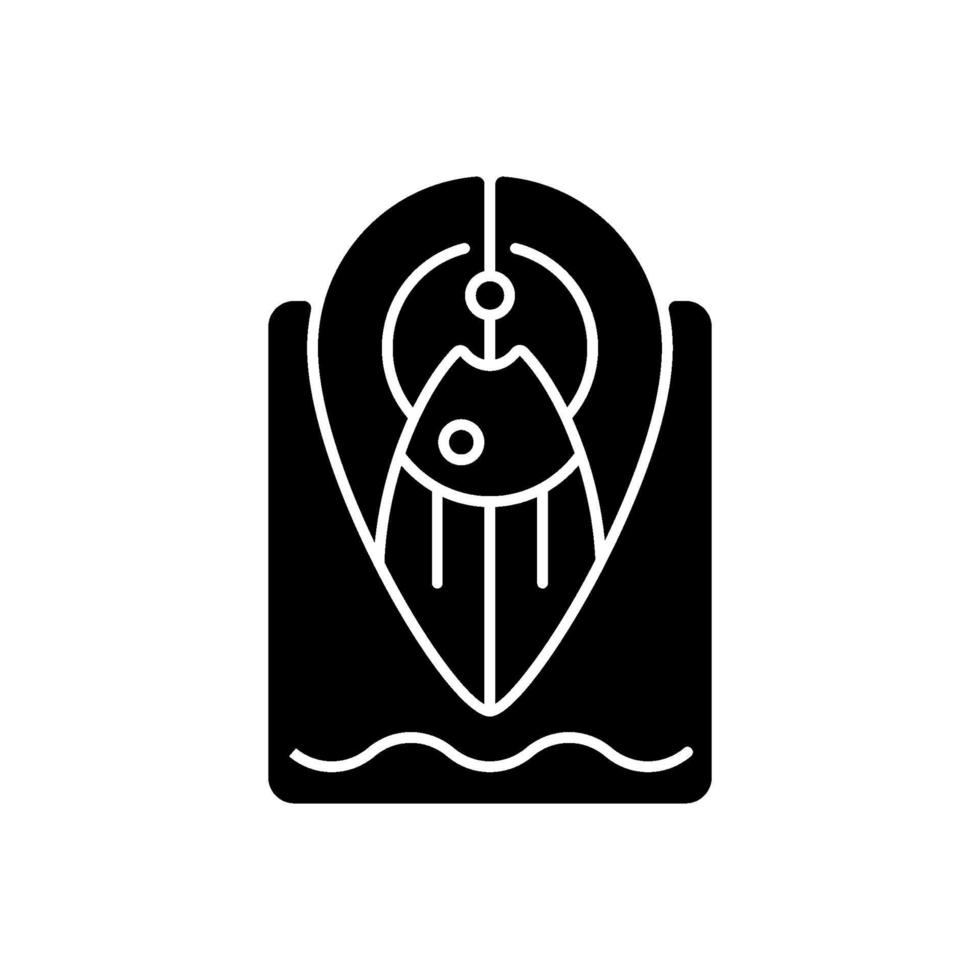 fiskeplats svart glyph-ikon vektor