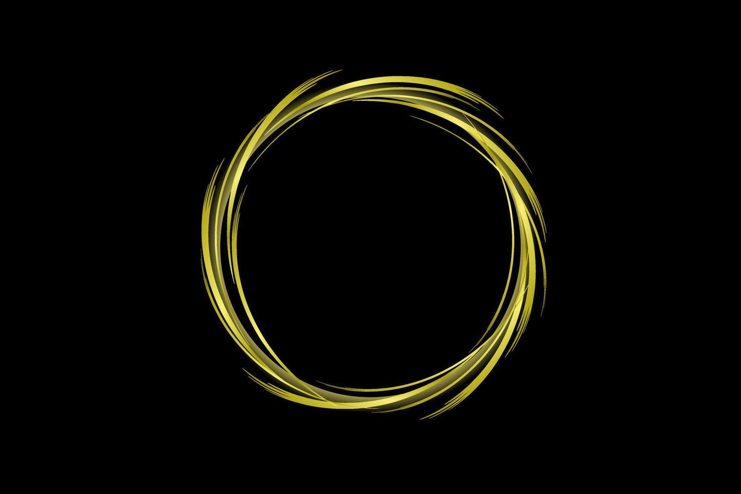 golden Kreis Ring Strudel Gold Farbe auf schwarz Hintergrund. abstrakt Hintergrund Gold Gelb Kreis mit coty Raum vektor