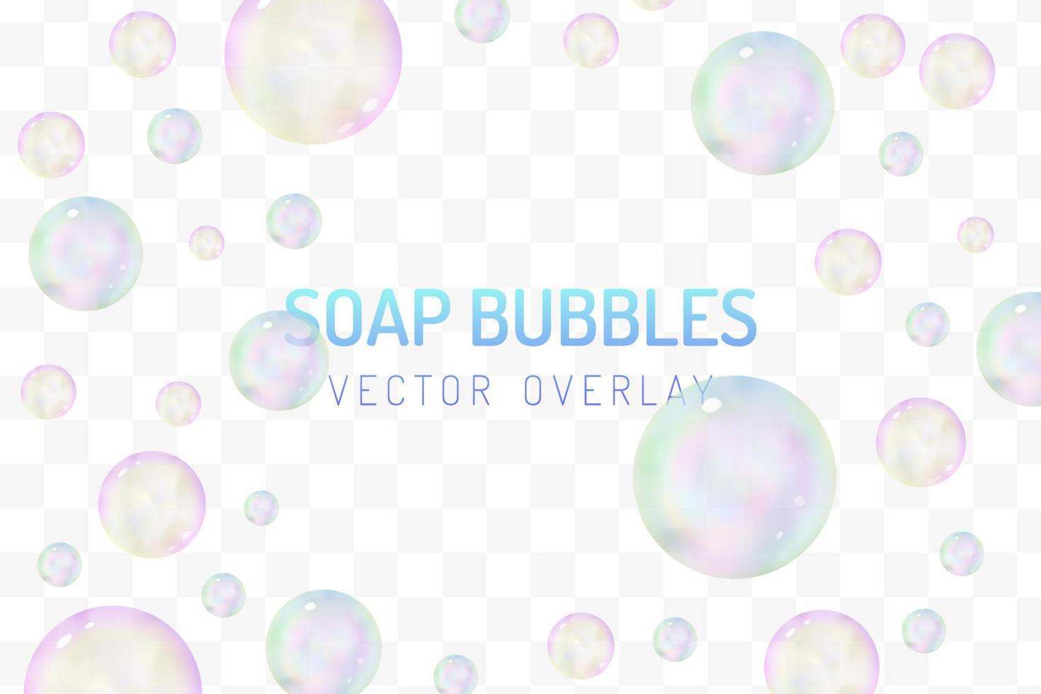 realistisk glansig tvål bubblor täcka över vektor