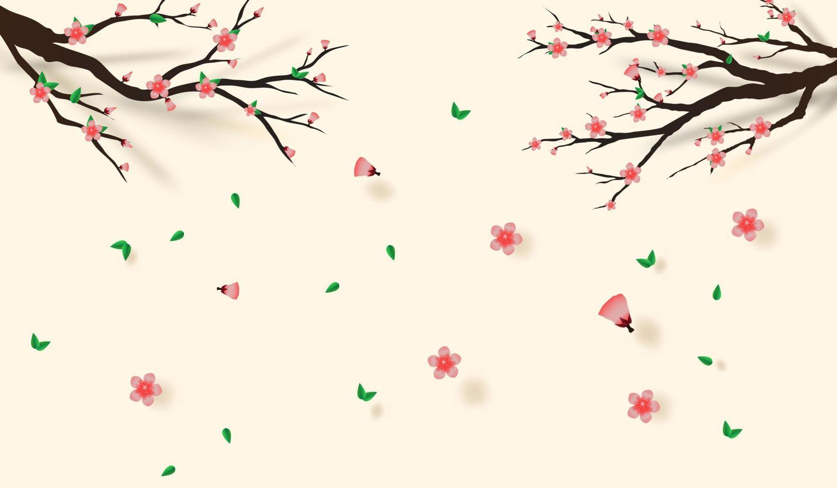 illustration av papper konst och hantverk vår säsong körsbär blomma koncept, våren med sakura gren, blommig körsbär blomma med rosa blommor på plats text Plats vit bakgrund, papper skära vektor. vektor