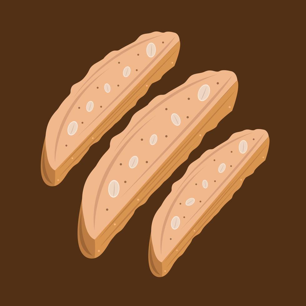 Krispig mandel biscotti vektor illustration för grafisk design och dekorativ element