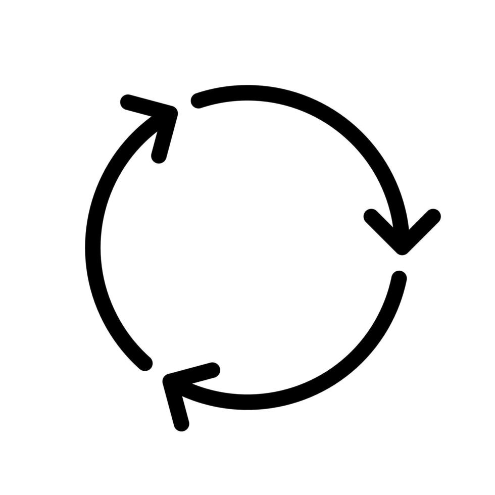 tre cirkulär pilar, uppdatera, synkronisera begrepp ikon i linje stil design isolerat på vit bakgrund. redigerbar stroke. vektor