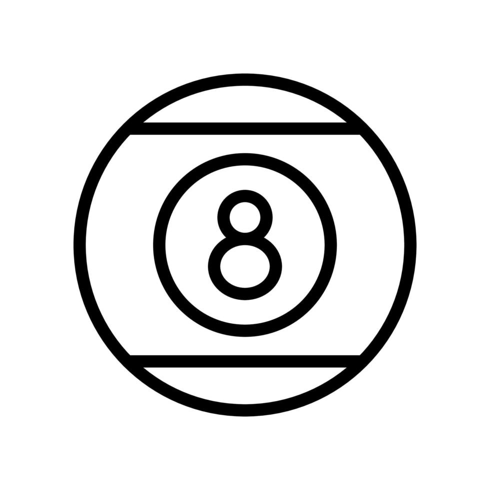 Snooker, Schwimmbad Nummer 8 Ball, Billard- acht Ball Symbol im Linie Stil Design isoliert auf Weiß Hintergrund. editierbar Schlaganfall. vektor
