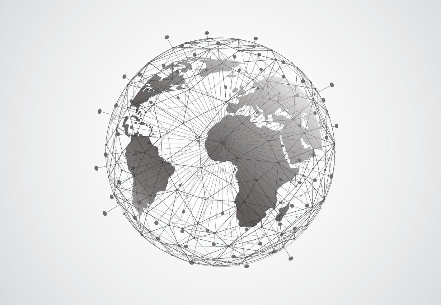 global nätverksanslutning. världskarta punkt och linje sammansättning koncept för global verksamhet. vektor illustration