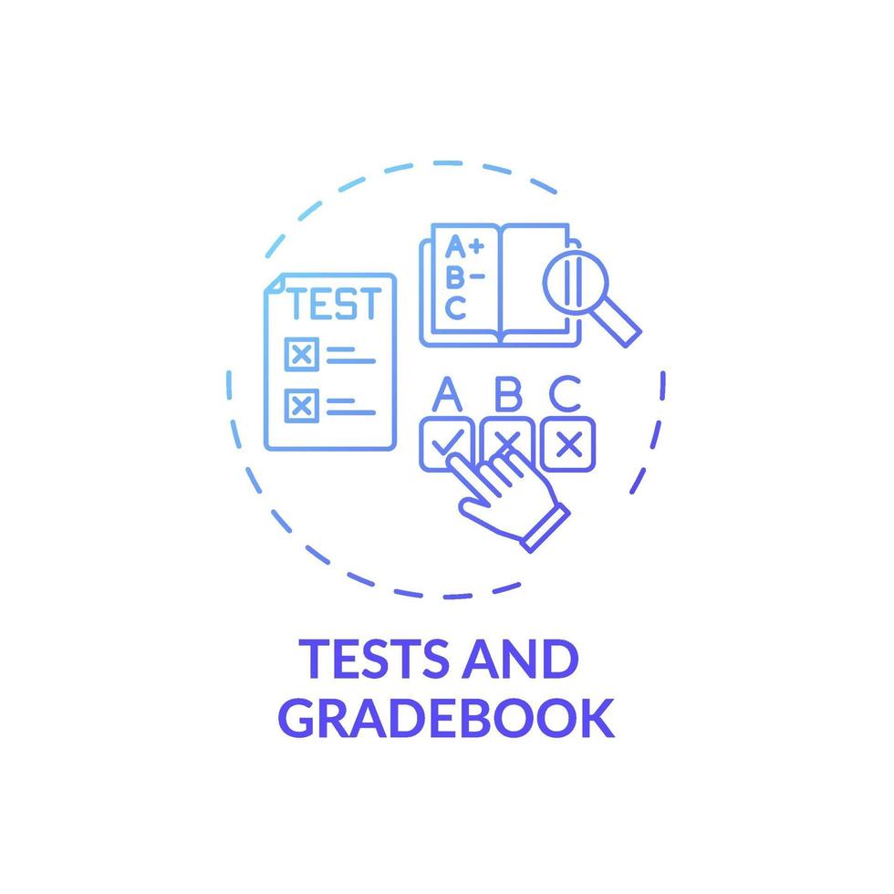 Tests und Notenbuch-Konzeptsymbol vektor