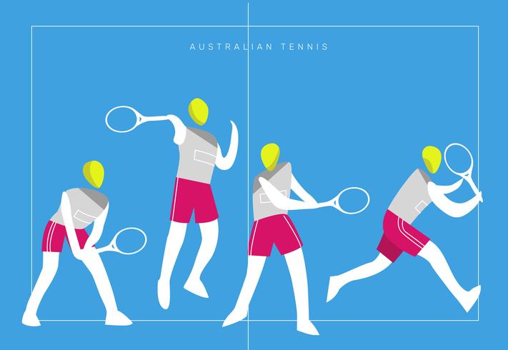 Australiensisk Tennis Logo Mascot Vector Flat Illustration