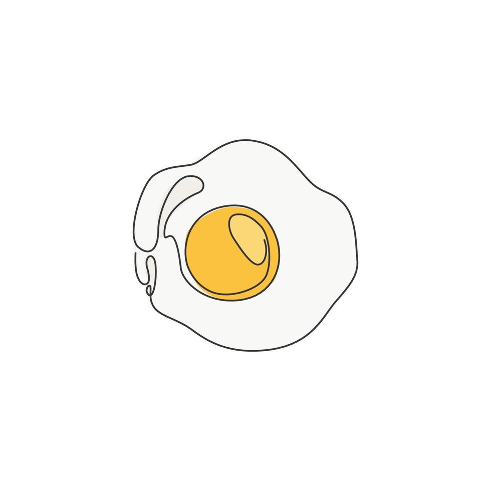 enda kontinuerlig linjeritning av stiliserade ägglogotypetiketten med solsidan uppåt. emblem mat restaurang koncept. modern en rad ritning design vektorgrafisk illustration för café, butik eller mat leveransservice vektor