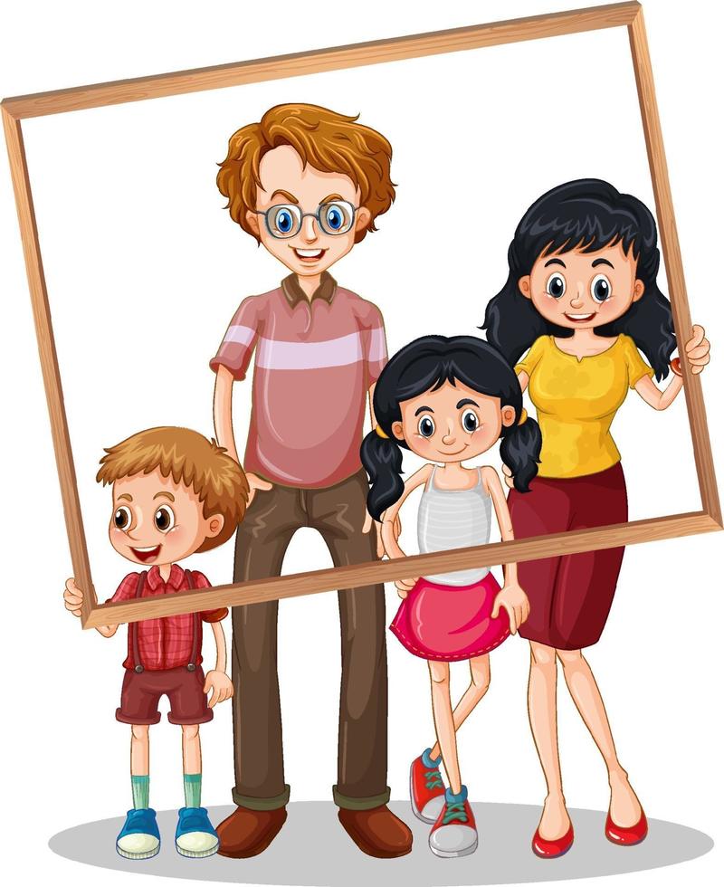 isoliertes Familienbild mit Fotorahmen vektor