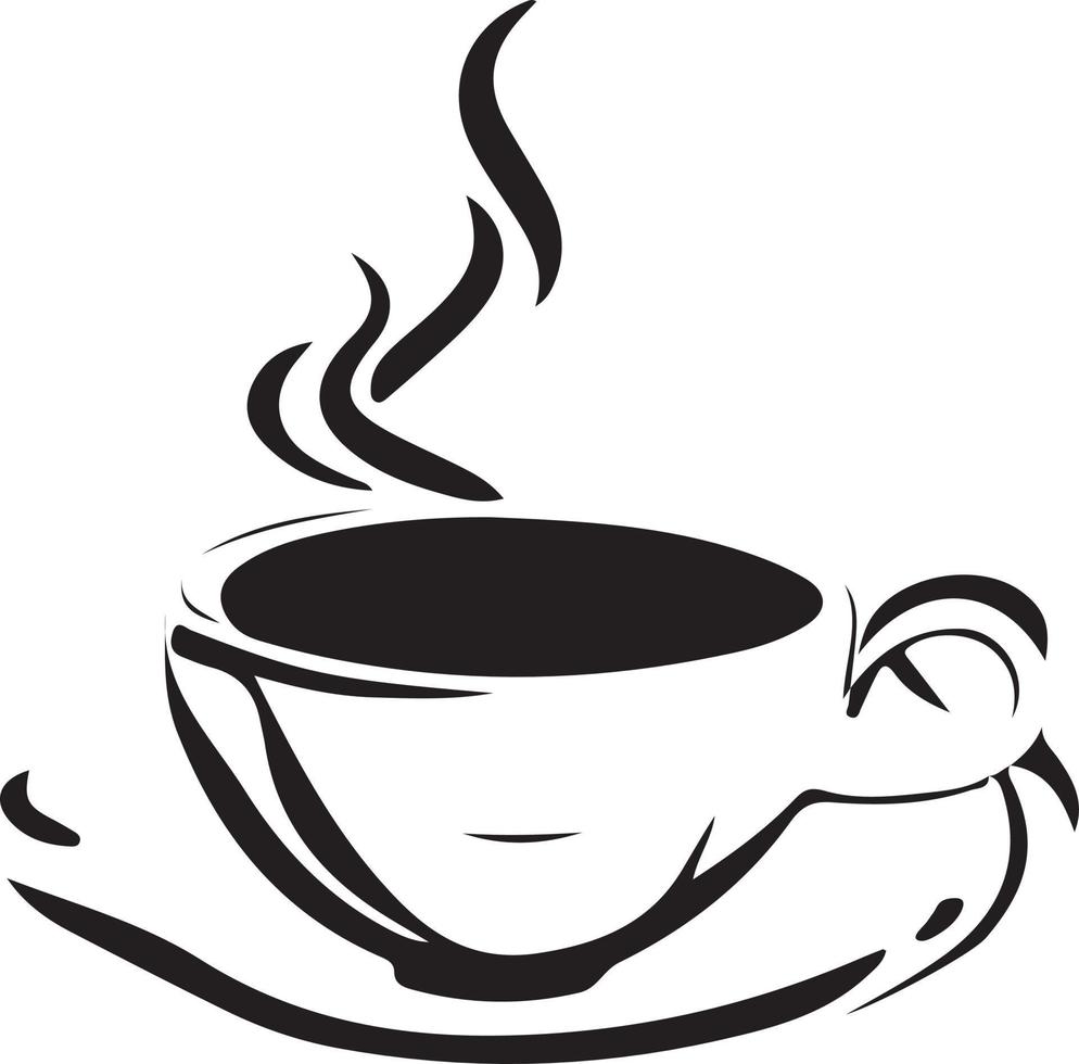 minimalistisk svart och vit kopp av te eller kaffe med ånga vektor