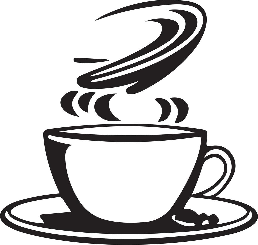 minimalistisch schwarz und Weiß Tasse von Tee oder Kaffee mit Dampf vektor