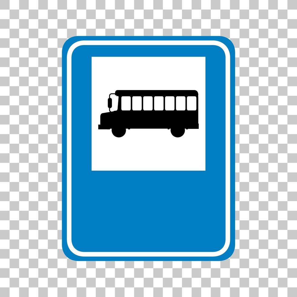 blå buss stoppskylt med stativ isolerad vektor
