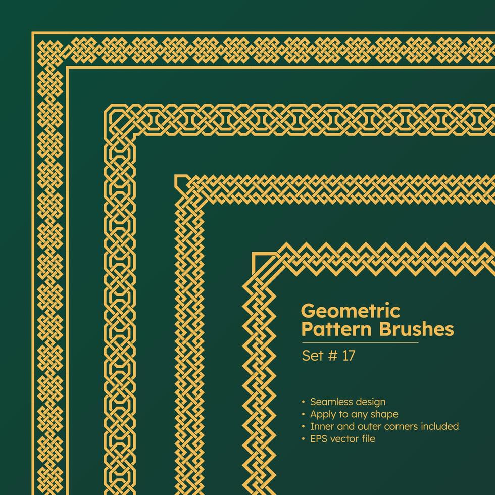 satz von geometrischen musterbürsten griechisches randdesign oder randmusterbürsten im chinesischen stil vektor