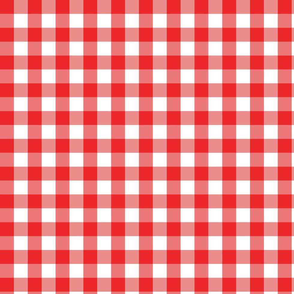 rot und Weiß Gingham, kariert Muster nahtlos zum Picknick Decke, Tischdecke, Plaid, Kleidung, Italienisch Stil überlagern, Stoff geometrisch. Vektor Illustration Karikatur eben Netz Design