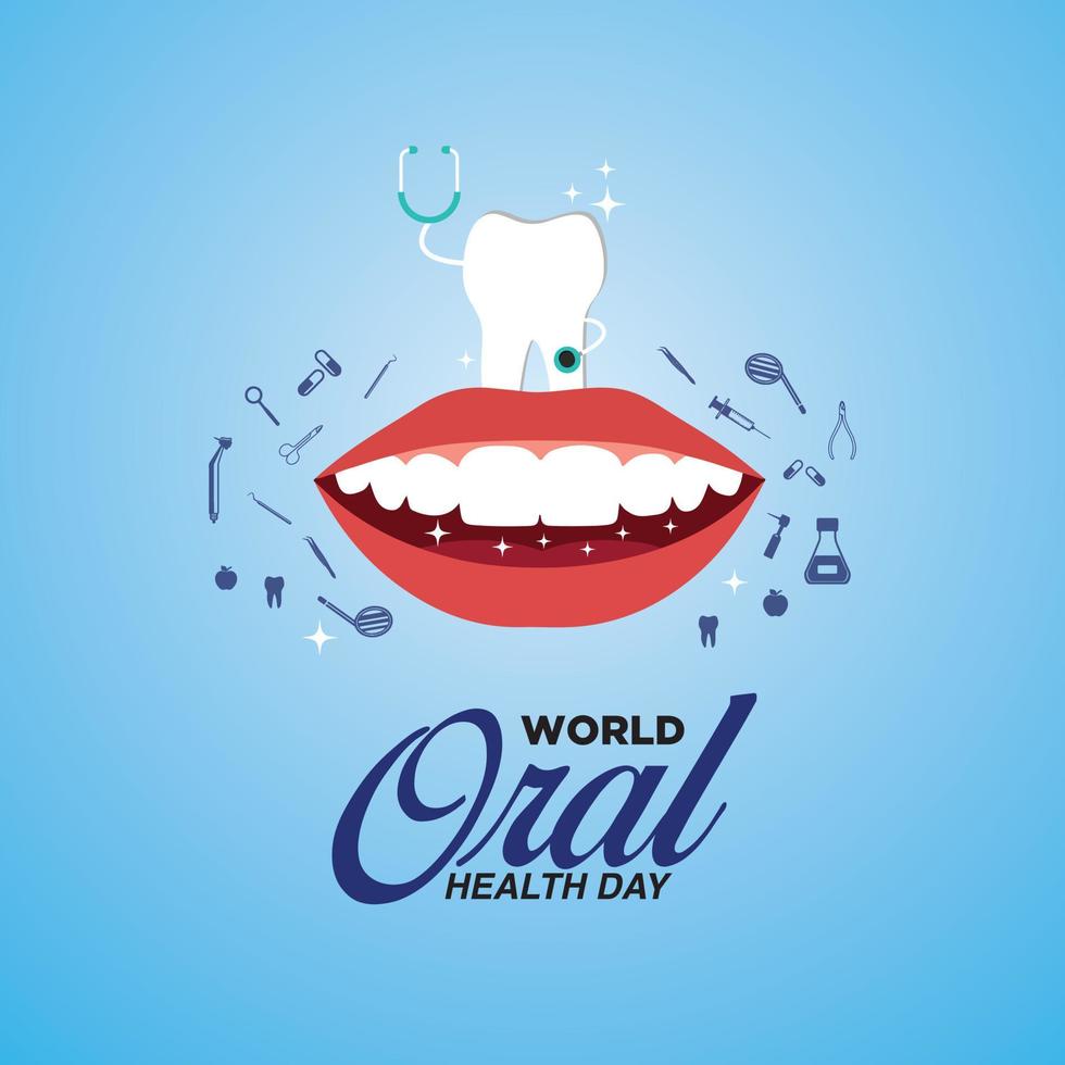värld oral hälsa dag. Mars 20. medicinsk, dental och sjukvård kreativ begrepp. vektor illustration.