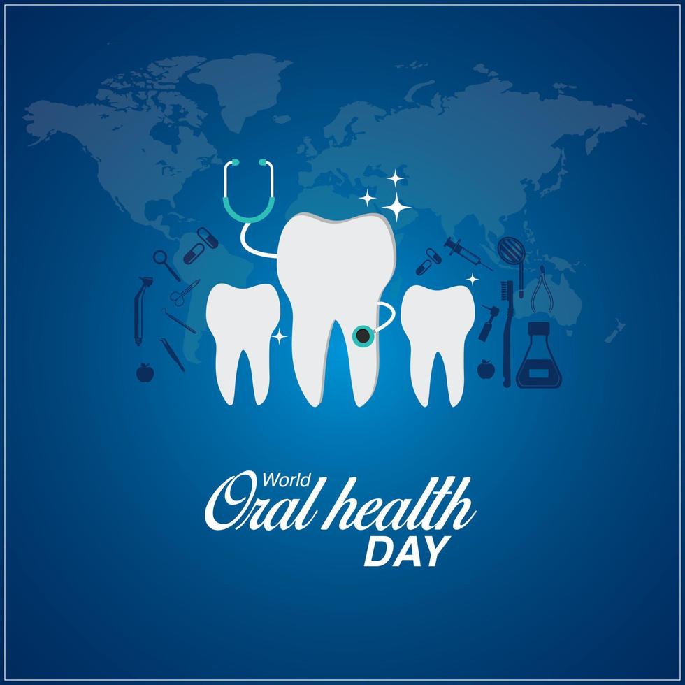 värld oral hälsa dag. Mars 20. medicinsk, dental och sjukvård kreativ begrepp. vektor illustration.