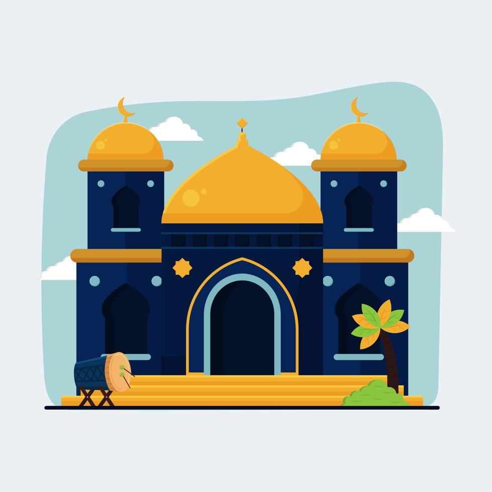 illustration av islamic byggnad moské i platt illustration vektor