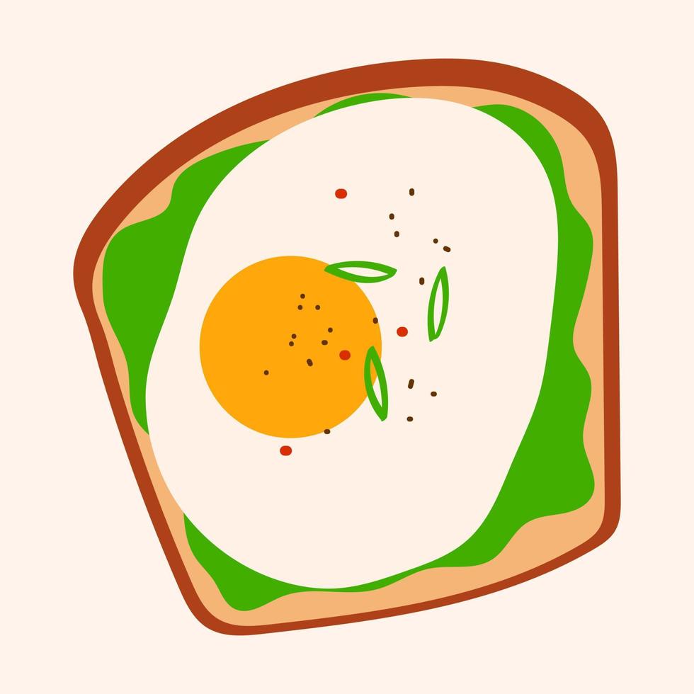 vektor hand dragen smörgås med friterad ägg och kryddor isolerat illustration. utsökt måltid begrepp