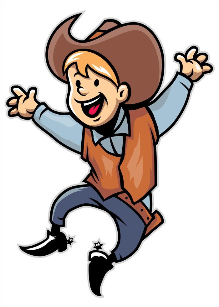 cowboy junior Lycklig och glad vektor