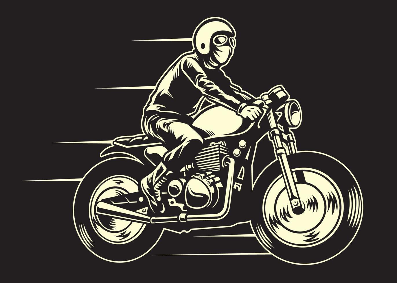 Mann Reiten ein klassisch Benutzerdefiniert Motorrad vektor