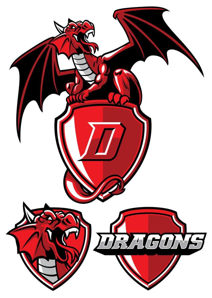 Drachen Maskottchen Sport Logo einstellen vektor