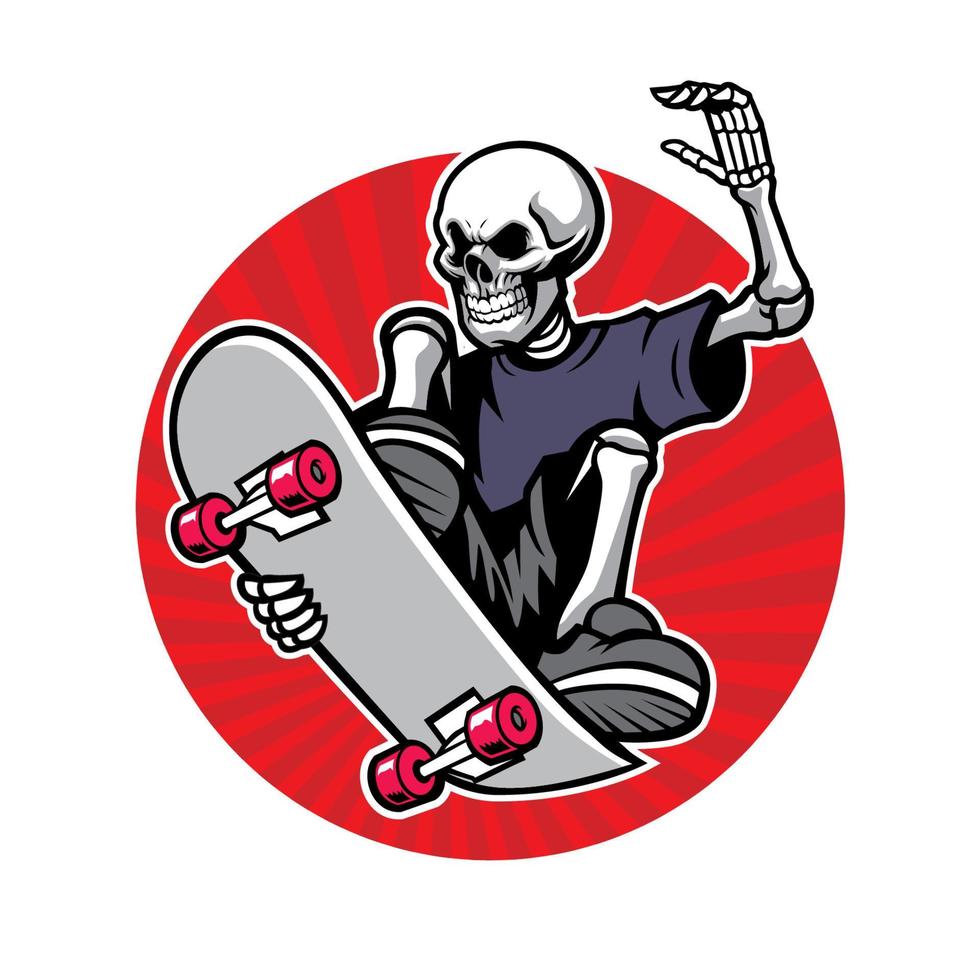 skalle skater logotyp stil vektor